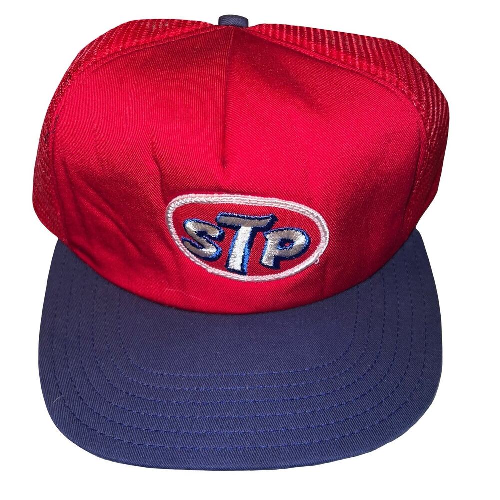 Vintage STP Patch Gas Oil Mesh Trucker Snapback Hat Cap NASCAR Racing 80s USA